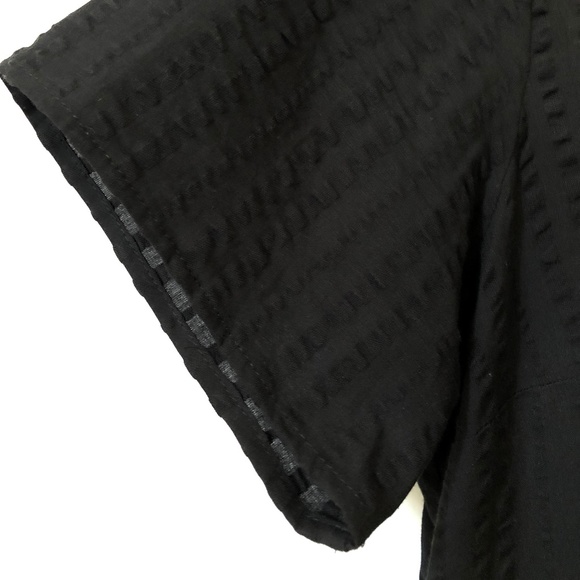 A New Day Midi Dress Short Sleeve Tiered Seersucker Black NEW Size Medium - Picture 5 of 9